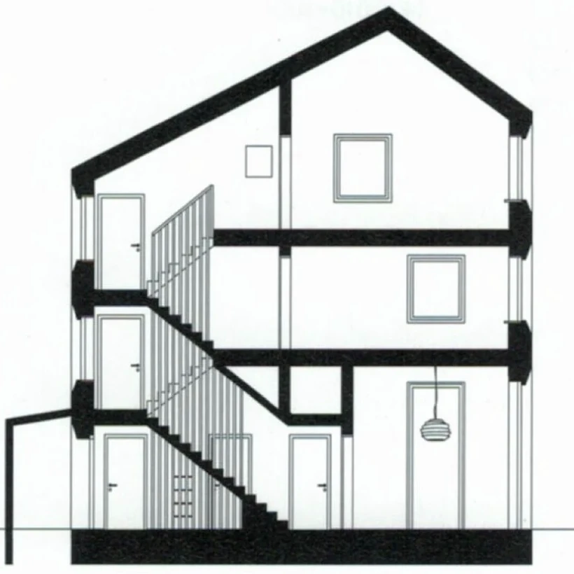 Architektonischer Querschnitt der Berglodge