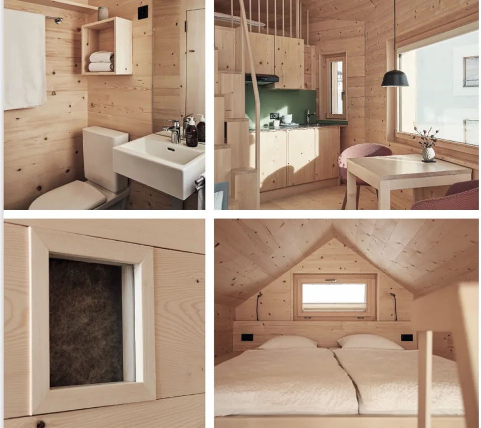 Innenausbau des Tiny House mit Vollholz und Schafwolldämmung